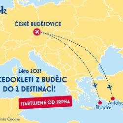 První destinace pro Letiště České Budějovice jsou v prodeji, Čedok bude od srpna 2023 létat na Rhodos a do turecké Antalye.