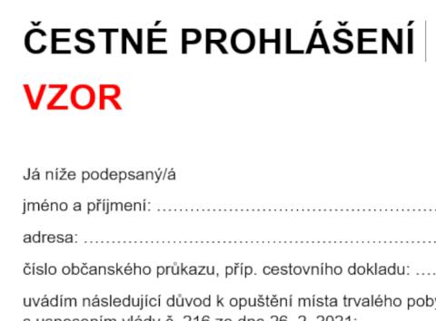 čestné prohlášení