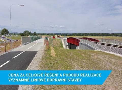 Jižní tangenta České Budějovice získala cenu za celkové řešení a podobu realizace významné liniové dopravní stavby. Porota ocenila zejména význam komunikace pro dopravu v krajském městě i její architektonické a technické provedení