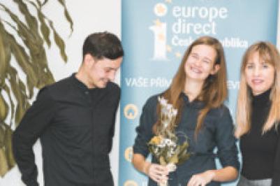 Markéta Sahanová a zástupci Europe Direct České Budějovice 